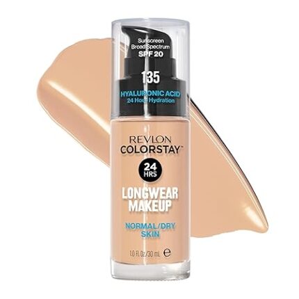 (Vanilla) - Revlon ColorStay Makeup for Normal/Dry Skin SPF 20, Longwear Liquid Foundation, with Medium-Full Coverage, Natural Finish, Oil Free, 135 Vanilla, 30ml