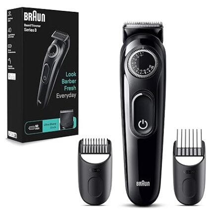 "Braun Beard Trimmer Series 3 3410, Trimmer For Men with Styling Tools and 50-min Runtime "